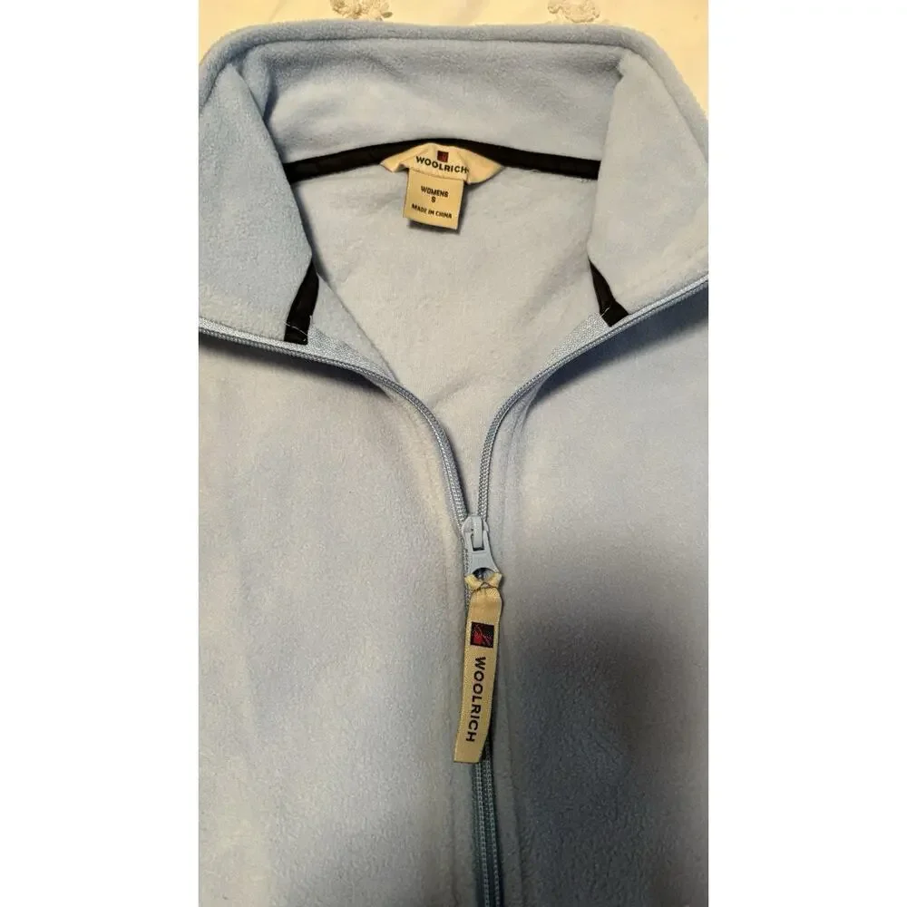Woolrich Jacket Womens Small Blue Fleece Full Zip Pockets Collar Warm Winter - Picture 3 of 5